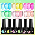 LILYCUTE 6PCs/SET 7ML Jelly Sea Glass Nail Gel Polish Spring Translucent Pink Nude Semi Permanent Soak Off Nail Art Manicure Kit