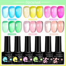 LILYCUTE 6PCs/SET 7ML Jelly Sea Glass Nail Gel Polish Spring Translucent Pink Nude Semi Permanent Soak Off Nail Art Manicure Kit