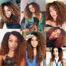 Ombre Highlight Kinky Curly Human Hair Bundles with Closure T1B/30 Color Kinky Curly Human Hair Bundles with 4x4 Lace Closure