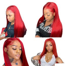 Hot Red Straight Bundles With HD Closure Brazilian Straight Human Hair Red 3/4 Bundles With Closure Raw Human Hair Extensions