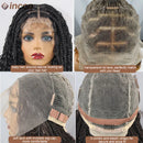 Boho Box Braided Wigs Curly Hair Synthetic Full Lace Front Wigs for Black Women Goddess Locs Braid Wig Bohemian Box Braid Wig