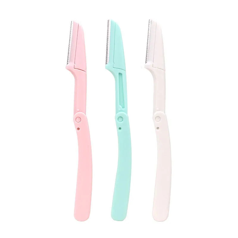 Karsyngirl 3pcs Fold Eyebrow Trimmer Scissors Hair Remover Eyebrow Comb Razor Eyebrow Clip Makeup Tools Face Razor for Women