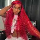 200% Density 13x4 Red Curly Water Deep Wave Lace Frontal Wigs Human Hair 30 40 Inch 13x6 Red Lace Front Human Hair Wig For Women