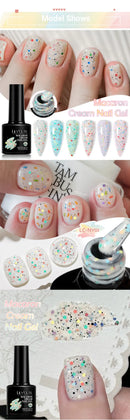 LILYCUTE 7ml Macaron Cream Gel Nail Polish Spring Nud Glitter Sequins Nail Art Varnish Semi Permanant Soak Off UV Gel Manicure
