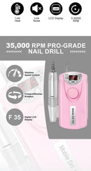 35000rpm Nail Drill Machine Professional Lathe Nail Milling Cutter Rechargeable Nail Art Electric Sander Motor Polisher