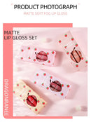 3-Piece Set of Lip Gloss, Velvet Matte Lipstick, Small Orange Milk Tea Bean Paste Color Lip Gloss, Easy to Apply, Non-Fading, Non-Stick Cup Lip Gloss Set Box