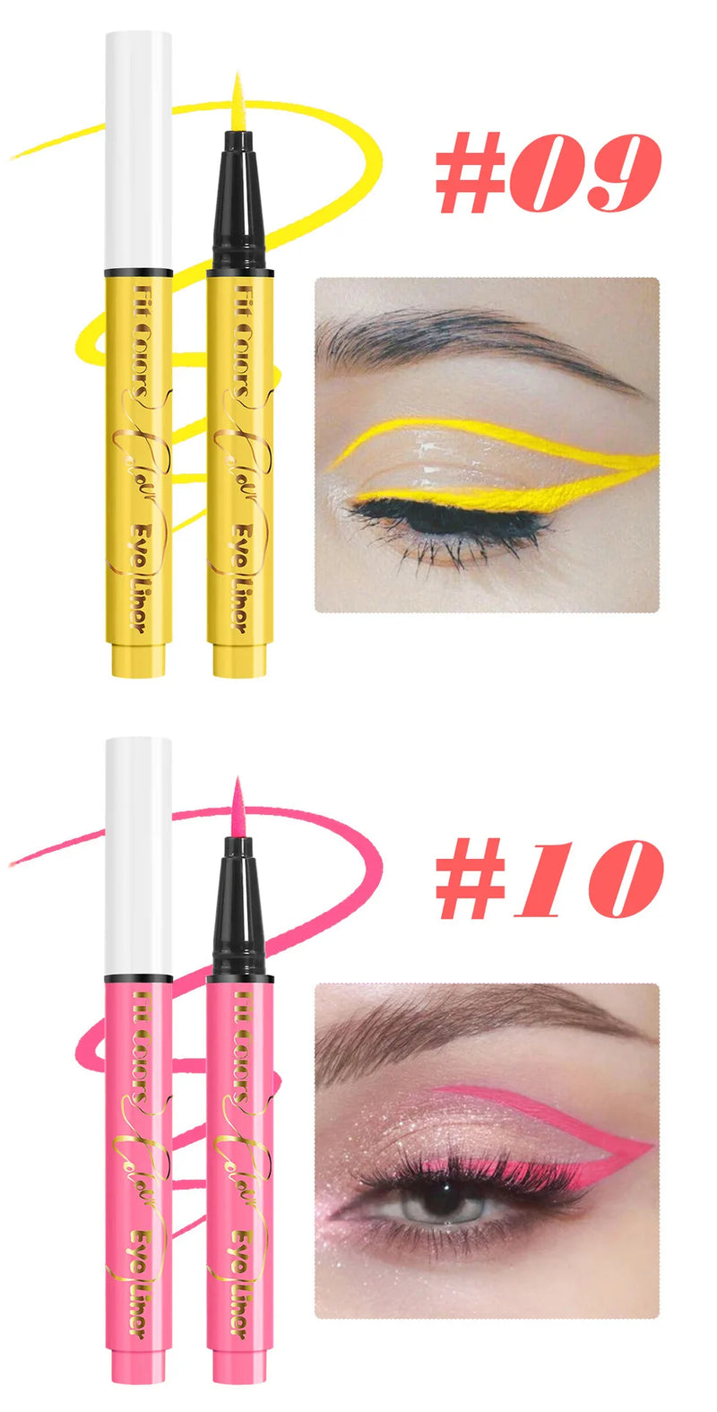 Fit Colors 12pcs/set colorful liquid UV waterproof Fluorescent Eyeliner Face Body Paint Pen long-lasting easy to remove