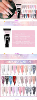 LILYCUTE 1Pc Quick Extension Gel Nail Nude Pink Glitter Building Acrylic Semi Permanent Soak Off UV LED Polish Nail Art Varnish