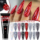 LILYCUTE 1Pc Quick Extension Gel Nail Nude Pink Glitter Building Acrylic Semi Permanent Soak Off UV LED Polish Nail Art Varnish