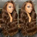 200 Density 30 38Inch Chocolate Brown Body Wave Human Hair Wigs Brazilian 13x6 HD Lace Frontal Wigs