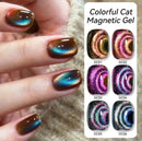 LILYCUTE 7ml Gold Cat Magnetic Nail Gel Polish Four-Colorful Glitter Reflective Nail Gel Soak Off UV LED Gel Nail Art Varnish
