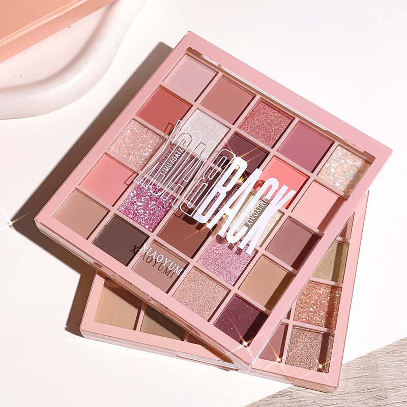 25-color eye shadow tray, oatmeal milk tea tray, sparkling powder, pearl sequins, gentle orange brown, affordable eye shadow