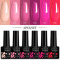 LILYCUTE 6Pcs/Set 7ML Gel DIY Nail Polish Bright Pink Semi Permanent Soak Off UV LED Gel Varnish Nail Art Design Manicure Kit