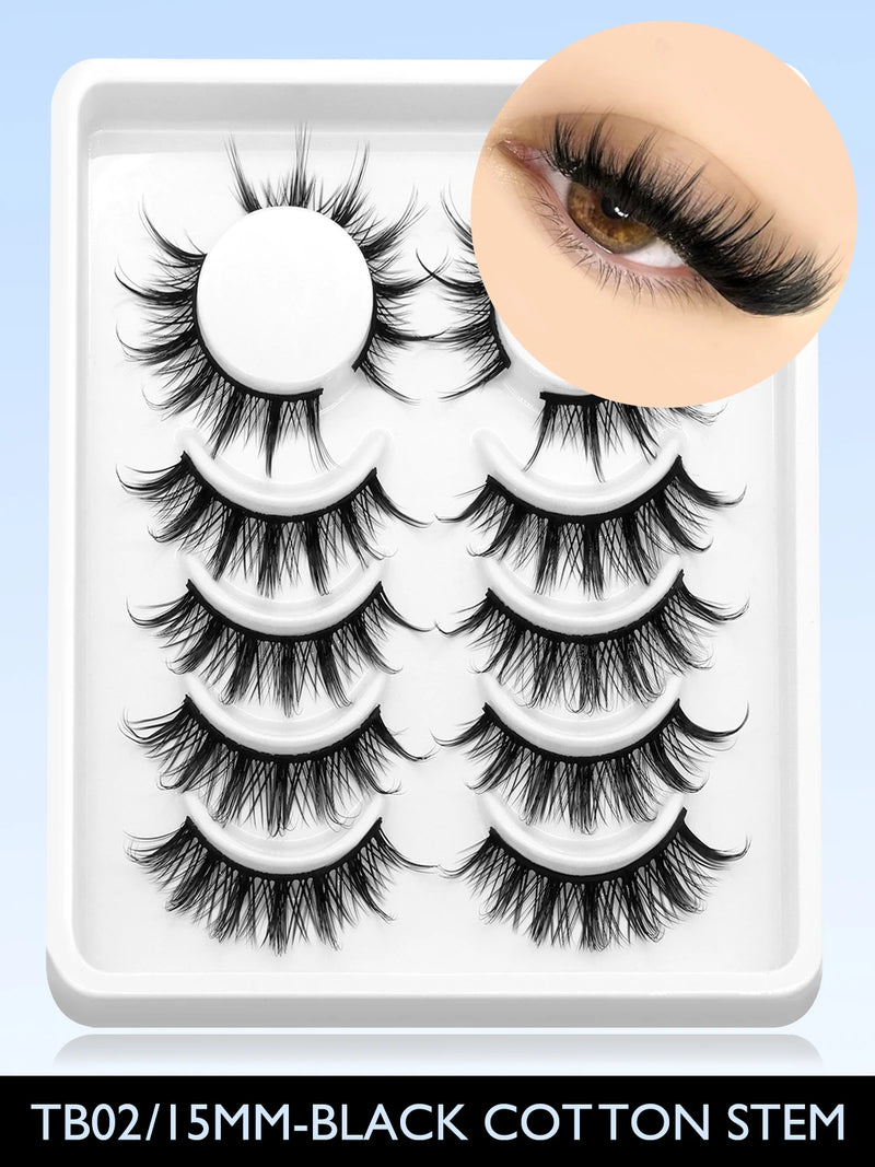 Eyelashes 3D Mink Lashes Natural Eyelashes Clear eyelash stem False Eyelashes Cat Eye Lashes Eyelash Extension Effect