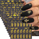 30 Sheets Golden Floral Nail Art Stickers - 3D Self-Adhesive Shimmering Leaf & Flower Designs for DIY Manicure