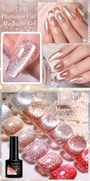 LILYCUTE 7ML Platinum Cat Magnetic Gel Nail Polish Sparkling Rose Gold Foils Glitter Semi Permanent UV Gel Nail Art Manicure