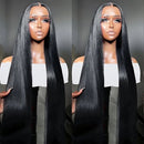 13x4 Bone Straight Transparent Lace Front Wig Human Hair 34 Inch Pre Plucked Lace Frontal Wigs Natural 180 Density For Women