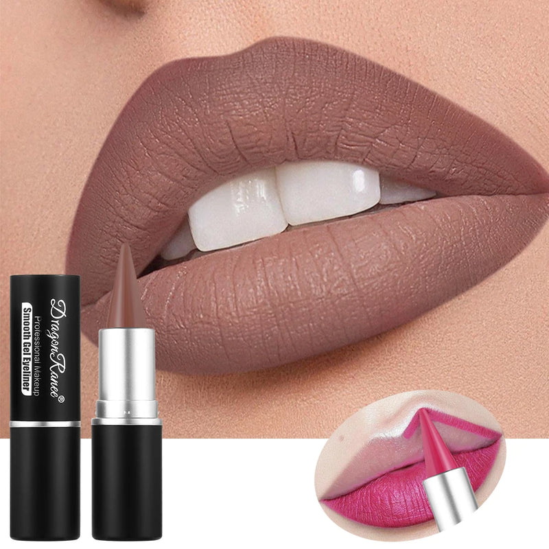 Matte Lip Liner, Long-Lasting and Durable, Automatic Rotating Wax Texture, Suitable for All Skin Types, Multi-Purpose, Suitable for Eyeliner Holiday Party Lipstick