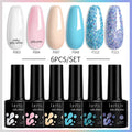 LILYCUTE 6Pcs/Set 7ML Brown Gel Nail Polish Winter Coffee Semi Permanent Soak Off UV Gel Design Nail Art Manicure Kit Varnish