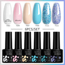 LILYCUTE 6Pcs/Set 7ML Brown Gel Nail Polish Winter Coffee Semi Permanent Soak Off UV Gel Design Nail Art Manicure Kit Varnish