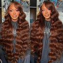 200 Density 30 38Inch Chocolate Brown Body Wave Human Hair Wigs Brazilian 13x6 HD Lace Frontal Wigs