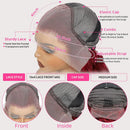 34 Inch Red Lace Front Wig Human Hair, Soft Hair Natural Hairline, 200 Density Pre Plucked 13x4 HD Lace Front Body Wave Wigs For