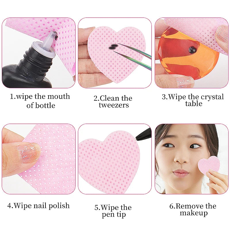 200 Pcs Disposable Lint-Free Paper Cotton Wipes Eyelash Extension Glue Remover Pads Cleaning Wipes Cosmetics Makeup Tools