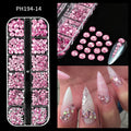 12Grids Ocean Gold Nail Art Charms Shell/Seahorse/Starfish White Half Round Pearl Gems 3D Mixed Punk Manicure Metal Rivets Studs