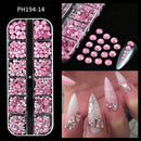 12Grids Ocean Gold Nail Art Charms Shell/Seahorse/Starfish White Half Round Pearl Gems 3D Mixed Punk Manicure Metal Rivets Studs