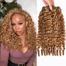 #27 Honey Blonde Burmese Curly Hair Bundles Human Hair 14-24" Deep Curly Bundles Double Weft 100G/PC Vietnamese Virgin Hair