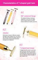 24K Gold T Beauty Roller Energy Roller Electric Face-lifting Facial Massage Beauty Tools Waterproof Vibrating Face Care Stick
