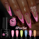 LILYCUTE 6/8PCS/Set 7ML Fluorescent Reflective Gel Nail Polish Glitter Neon Semi Permanent UV LED Gel Nail Art Varnish Manicure