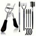 Eyebrow Brush,11-In-1 Eyelash Grooming Kit, Includes Eyelash Curler With Comb Separator, Eyelash Wand,  4 Silicone Refill Pads