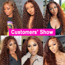 #4 Color Brown Water Curly Wave 10-30 Inch Human Hair Bundles Deep Curly Brazilian Virgin #350 Ginger Color Curly Hair Bundles