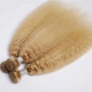 P27/613 Yaki Straight Blonde Human Hair Bundles Highlight Kinky Straight Blonde Hair Bundles Double Weft Weave 30 Inch for Women