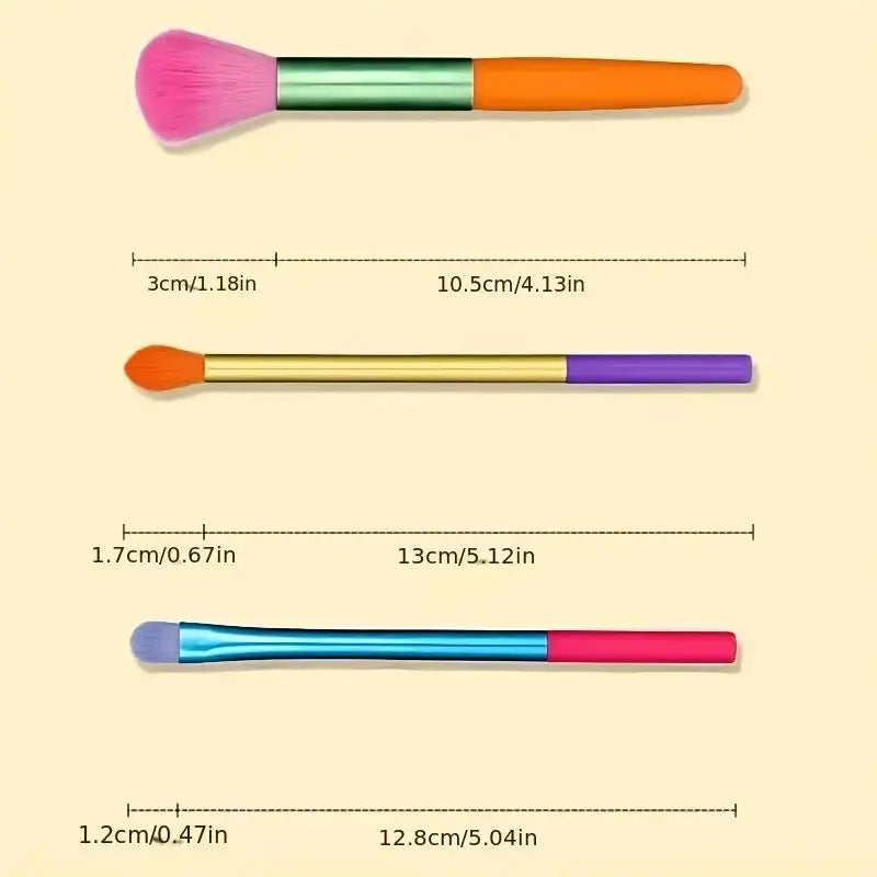 15 PCs Rainbow Color High Quality Makeup Brush Set - Perfect for Eyeshadow, Foundation, and Cosmetic Tools