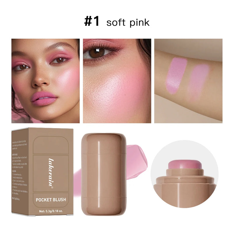 3-in-1Blush Stick Lasting Brightens Facial Cheek Stick Moisturizing Flash Lip Gloss Makeup Lip Gloss Face Rouge