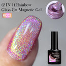LILYCUTE 7ml Laser Glitter Rainbow Cat Magnetic Gel Nail Polish Sparkling Effect 9D Colorful Semi Permanent Soak Off Nail Art