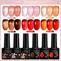LILYCUTE 6PCs/SET 7ML Jelly Sea Glass Nail Gel Polish Spring Translucent Pink Nude Semi Permanent Soak Off Nail Art Manicure Kit