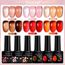 LILYCUTE 6PCs/SET 7ML Jelly Sea Glass Nail Gel Polish Spring Translucent Pink Nude Semi Permanent Soak Off Nail Art Manicure Kit