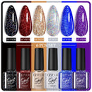 LILYCUTE 6Pcs/Set Purple Color Series Nail Gel Glitter Semi Permanent UV LED Gel Nail Art Soak Off Polish Kit Design Manicure