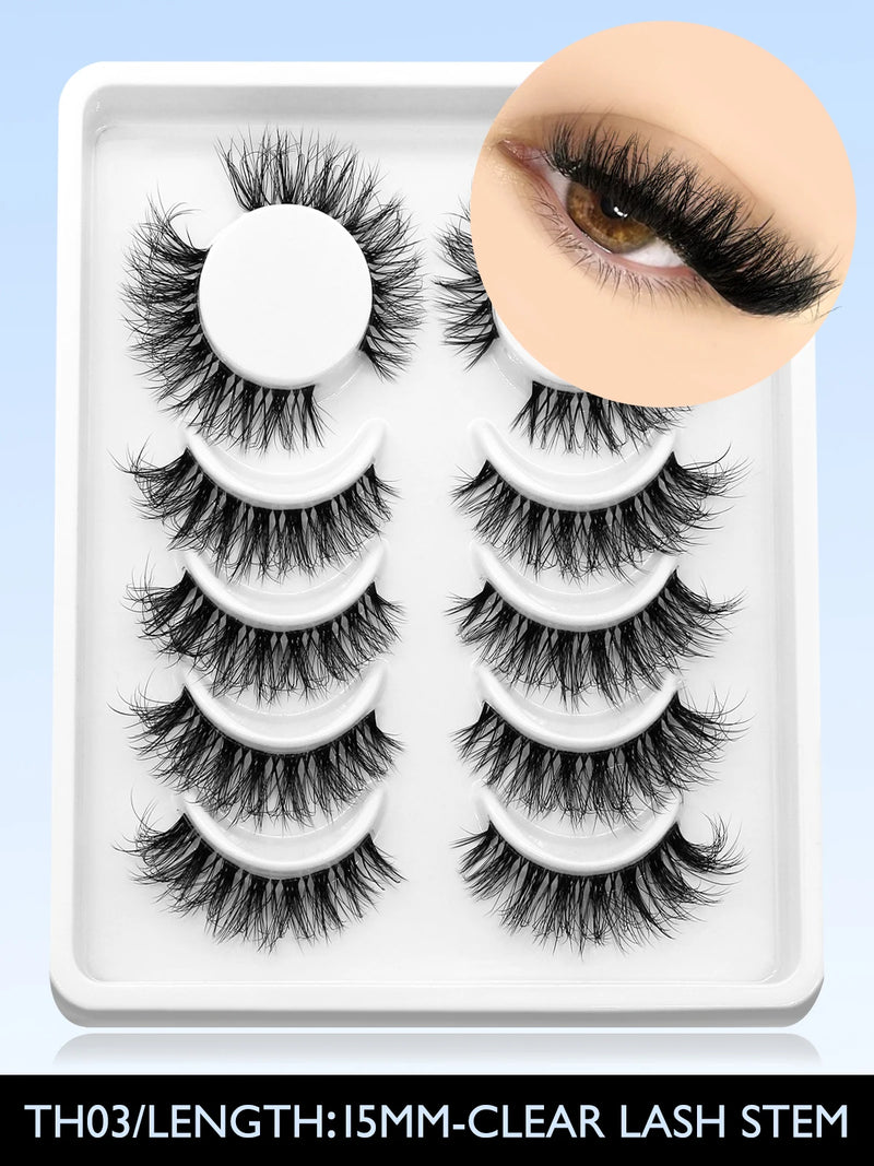 Eyelashes 3D Mink Lashes Natural Eyelashes Clear eyelash stem False Eyelashes Cat Eye Lashes Eyelash Extension Effect