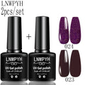 LNWPYH 2Pc Gel Nail Polish Kit Professional Glitter Nail Gel Polish Semi Permanent Soak Off UV Nail Art Gel Varnish Nail Art Set