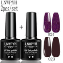 LNWPYH 2Pc Gel Nail Polish Kit Professional Glitter Nail Gel Polish Semi Permanent Soak Off UV Nail Art Gel Varnish Nail Art Set