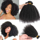 Afro Kinky Curly Human Hair Bundles 8-24 Inch Curly Weave 4C Unprocessed Virgin Afro Kinky Curl Extensions for Women Natural