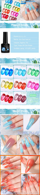 LILYCUTE 6PCs/SET 7ML Jelly Sea Glass Nail Gel Polish Spring Translucent Pink Nude Semi Permanent Soak Off Nail Art Manicure Kit