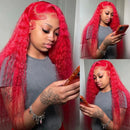 200% Density 13x4 Red Curly Water Deep Wave Lace Frontal Wigs Human Hair 30 40 Inch 13x6 Red Lace Front Human Hair Wig For Women