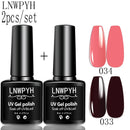 LNWPYH 2Pc Gel Nail Polish Kit Professional Glitter Nail Gel Polish Semi Permanent Soak Off UV Nail Art Gel Varnish Nail Art Set