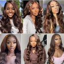 Body Wave Chocolate Brown 13x6 Lace Front Wigs Human Hair Pre Plucked Brazilian Brown Virgin Hair 13x4 HD Frontal Wig 200Density