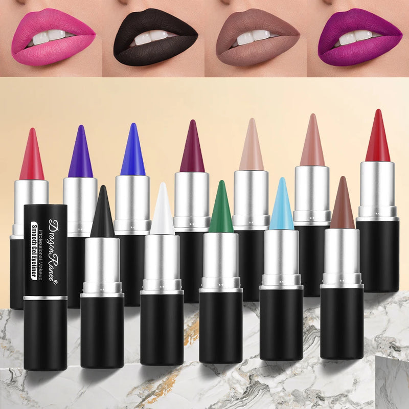 Matte Lip Liner, Long-Lasting and Durable, Automatic Rotating Wax Texture, Suitable for All Skin Types, Multi-Purpose, Suitable for Eyeliner Holiday Party Lipstick